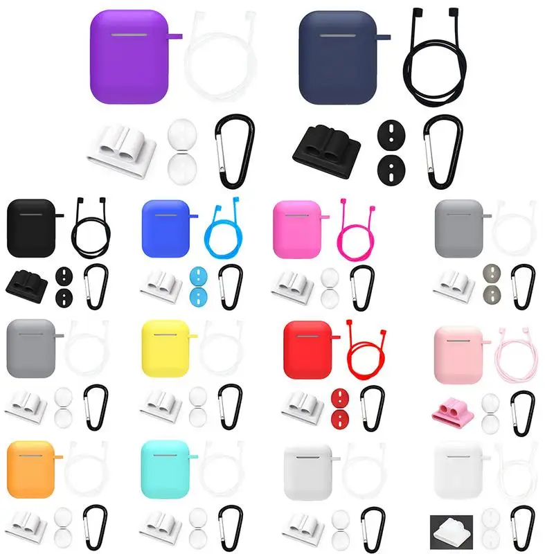 

New Portable Silicone Protective Cover Set Combination Wireless Earphone Anti-Lost Rope Silicone Earplugs Sleeve for Airpods I9S