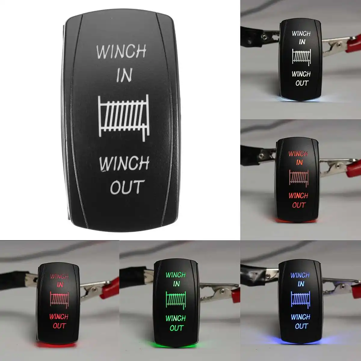 

12V 20A 24V 10A 7Pin Car LED Light Laser Rocker Switch Momentary Button Switch Winch In Out ON/OFF Boat