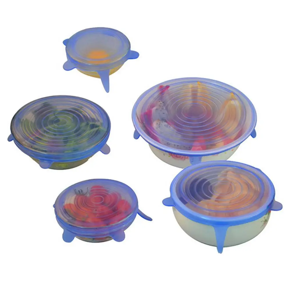 6pcs/Lot Universal Silicone Suction Lid bowl Pan Cooking Pot Lid silicon Stretch Lids Silicone