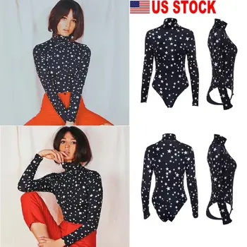 

Hirigin Romper Bodysuit 2018 Newest Women Ladies Star Printed Bodysuit Stretch Leotard Long Sleeved Body Jumpsuit Women Clothes