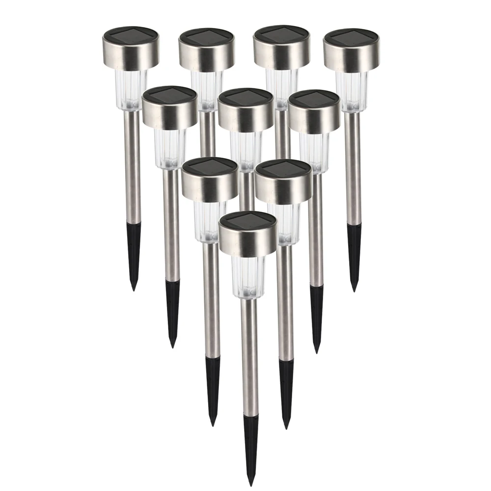

10pcs Solar Lamps Sun Powered Waterproof LED Courtyard Lawn Lamp Stainless Steel No UV Energy Saving Lighting