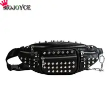 В стиле панк с заклепками поясная сумка для женщин искусственная кожа слинг Телефон поясная дамы нагрудный ремень сумки Heuptas Pochete