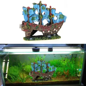 

Resin Aquarium Decoration Wreck Sailing Boat Sunk Ship Destroyer Ornament for Fish Tank Aquarium Supplies