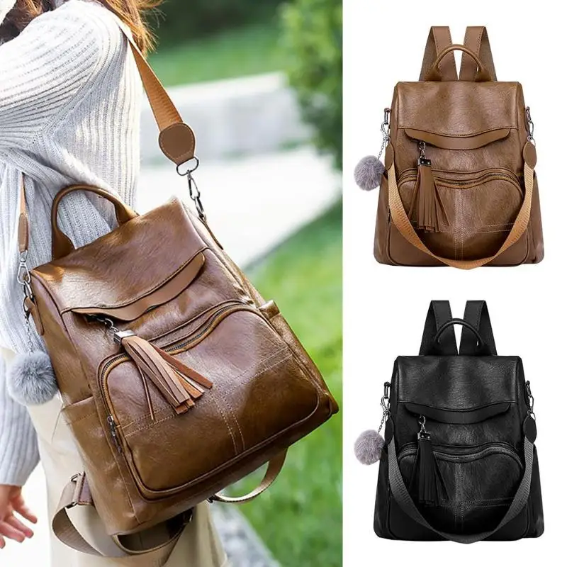 

Women Backpack Anti-theft Large Capacity Travel Bag Teenager Fashion Soft PU Leather Backpack
