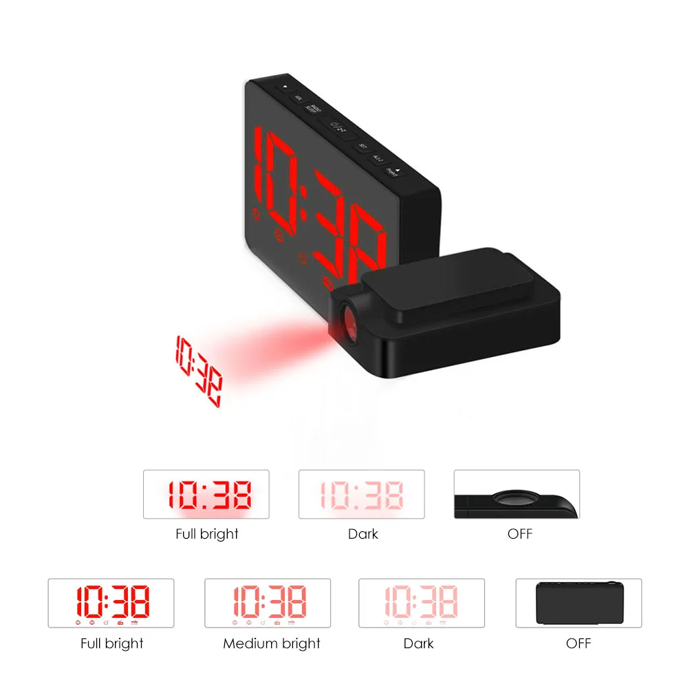 USB проекционный будильник светодиодный дисплей цифровые часы с вращающимся
