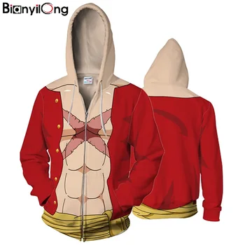 

2019 spring and autumn new Monkey D. Luffy3D creative printing hoodie fashion pirates suit personality zipper hoodie