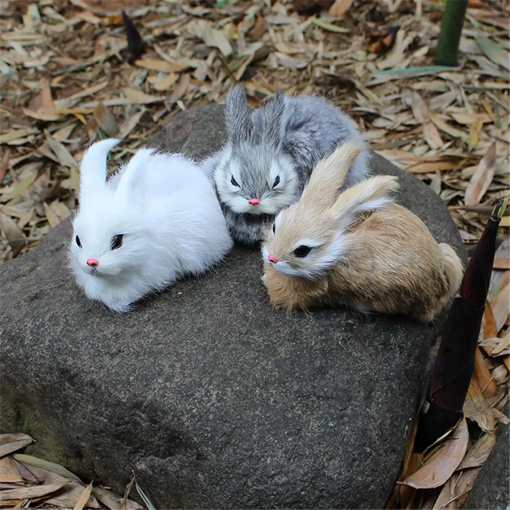 

15cm Mini Realistic Rabbits Crouching Cute White Plush Animals Models Simulation Rabbit Handmade Realistic Dolls Stuffed Plush