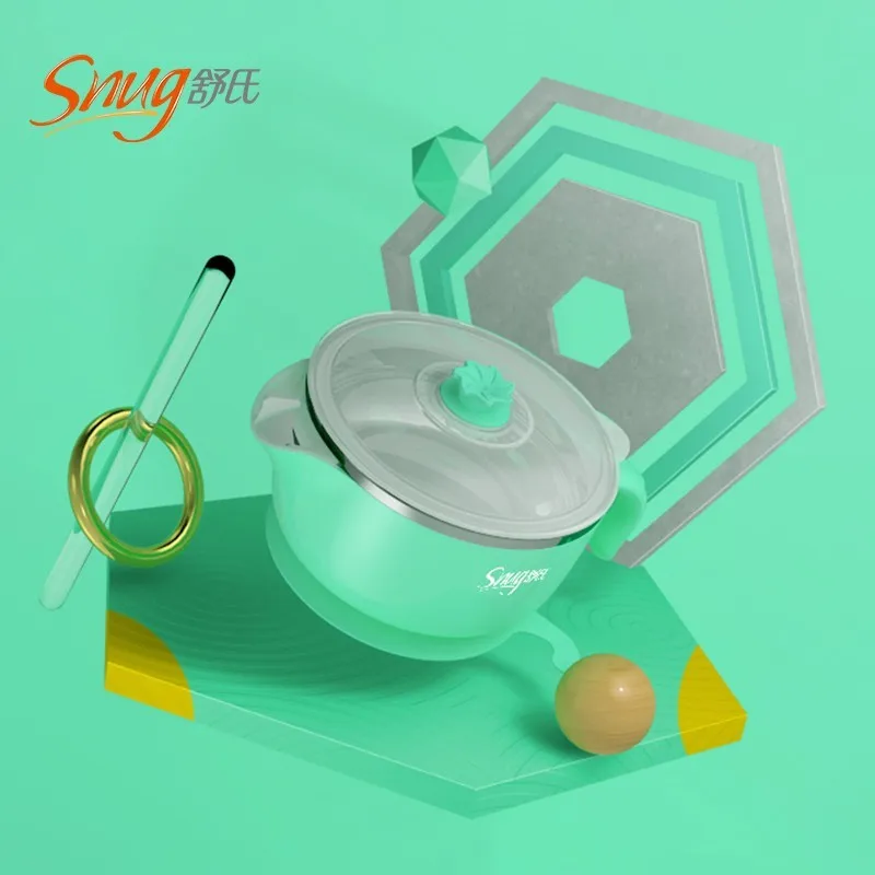 

Food Warming Plate Injection Hot Water Insulation Cup Children Eating Dishes Stainless Steel Tableware Baby Sucker Feeding Bowl