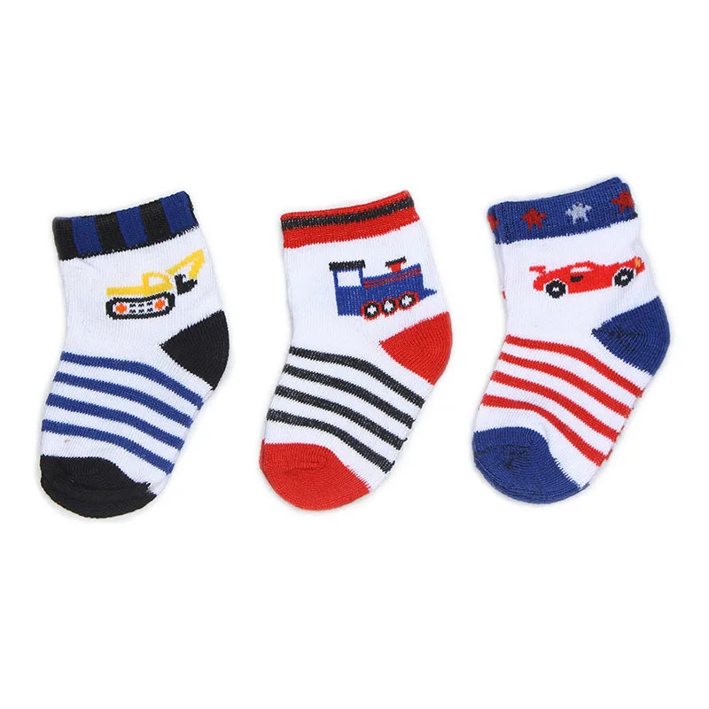 

3 Pair/Lot Lovely Spring Autumn Infant Girls Boys Soft Striped Car New Children Newborn Sock Stuff Infant Baby Kids Socks