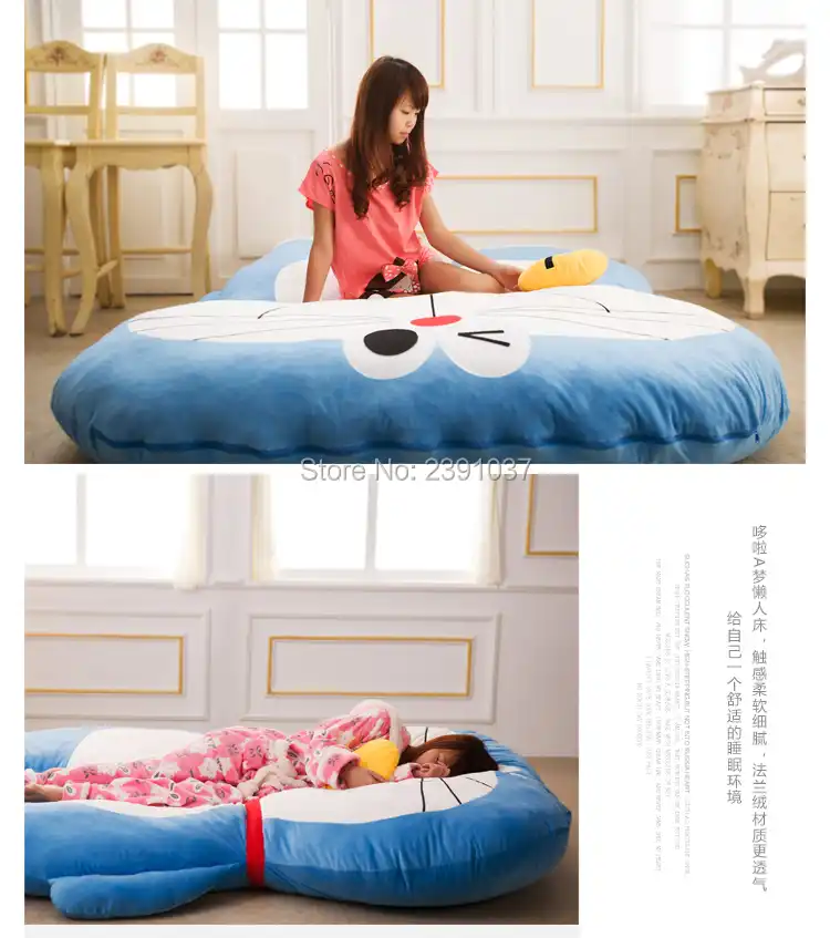 120x200cm Lovely Tinker Cat Sleeping Bag Sofa Bed Twin Double Mattress For Children Oversized Beanbag Tatami