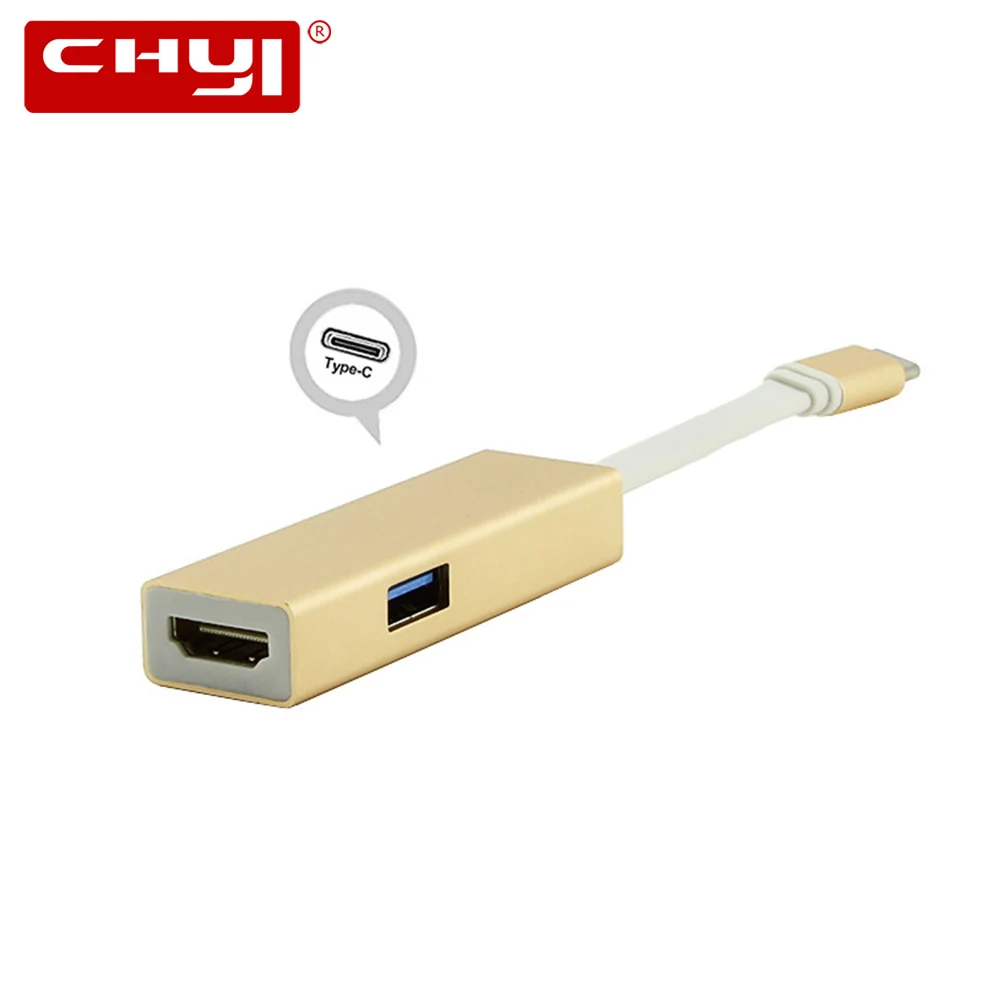 CHYI USB 3,1 концентратор type-C к HDMI/VGA PD 4 K HD ТВ передатчик Thunderbolt 3 Тип C женский с USB 3,0 5 Гбит/с порт разветвитель адаптер