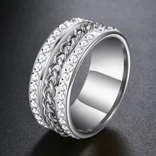 Мужское кольцо-Спиннер, серебро, золото, Iced Out, стразы, Bling, обручальное кольцо 10 мм, кольцо для мужчин и женщин, хип-хоп ювелирное изделие DGRM11
