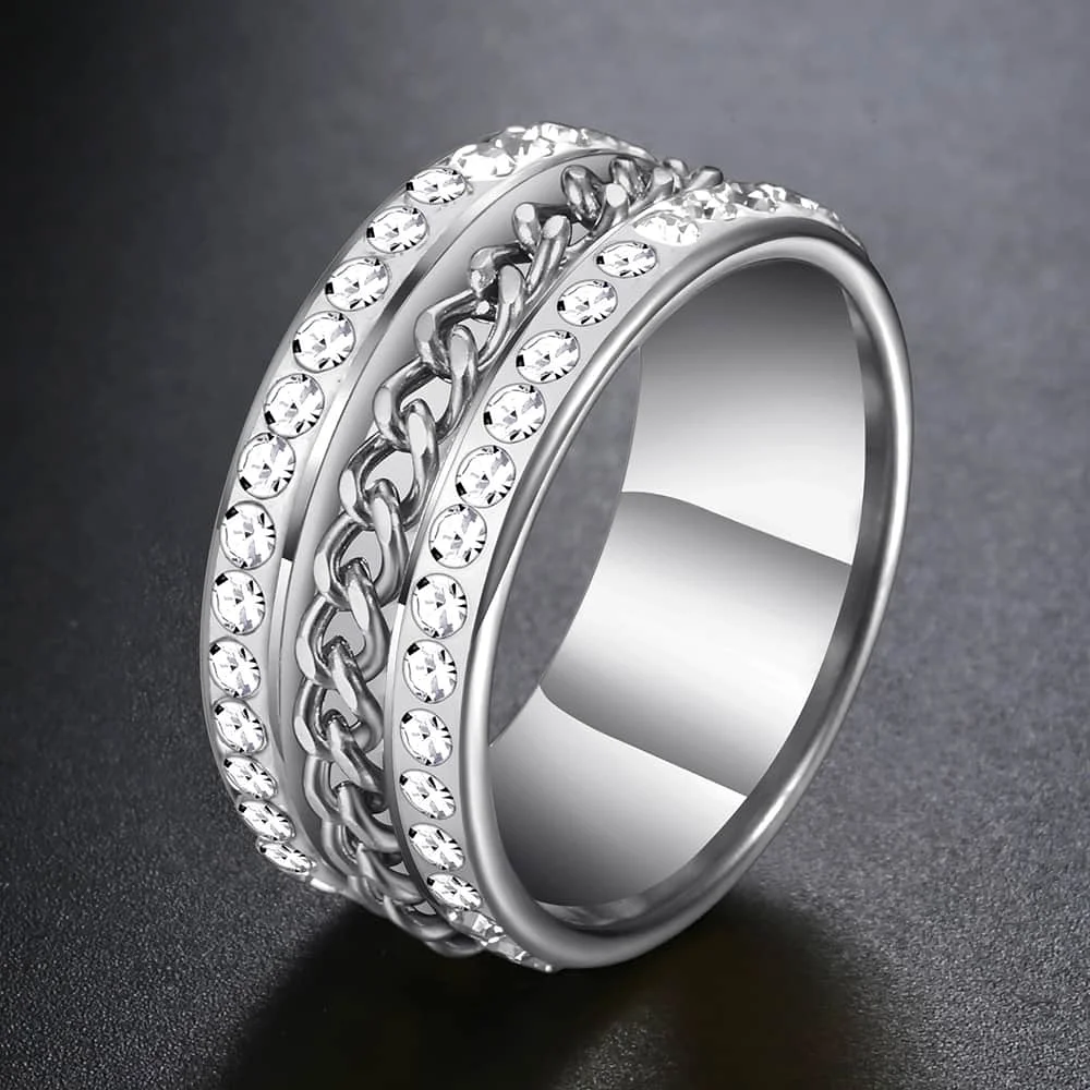 Men S Spinner Ring Gold Silver Color Iced Out Rhinestone Bling Wedding Band 10mm Ring For Men Women Hip Hop Jewelry Dgrm11 Wedding Bands Aliexpress