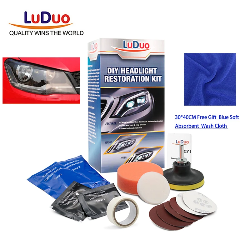 LuDuo DIY Headlight Restoration Polishing Kits Headlamp Polish Paste Car font b Care b font Wash