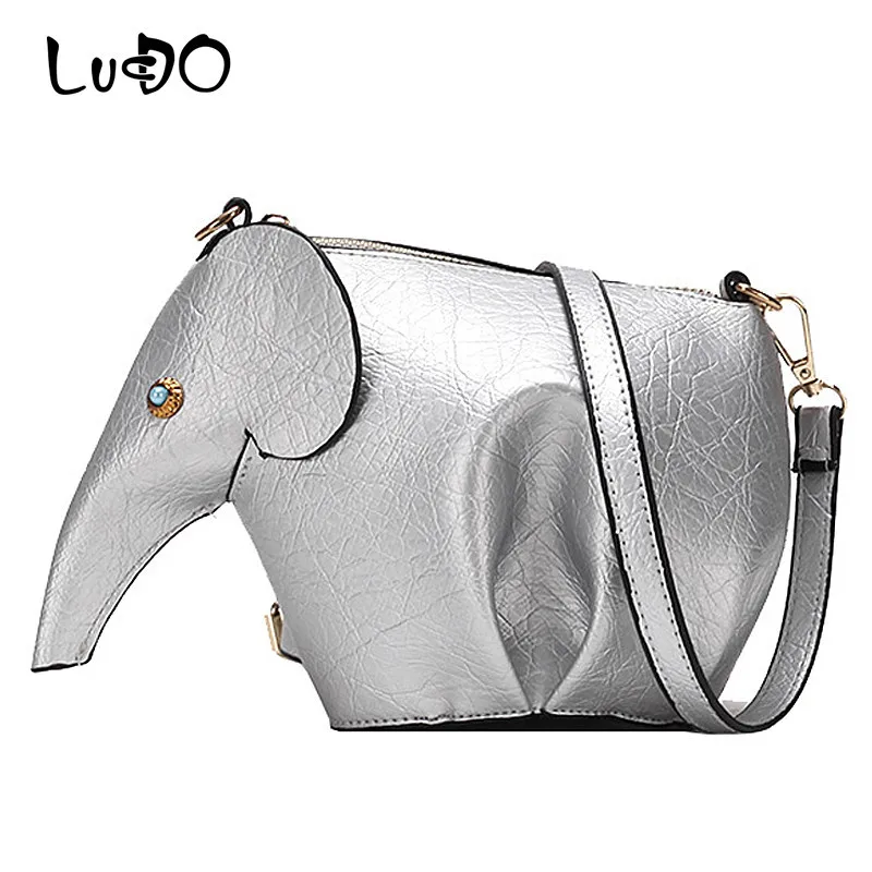 

LUCDO Fashion Cartoon Elephant Handbag Design Leather Casual Shoulder Bag High Quality Mini Cute Messenger Bag Bolsa Feminina