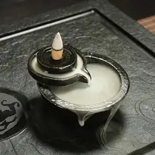 Ретро керамический обратный поток ладан горелка дым водопад держатель для ароматических палочек Традиционный китайский ладан ремесло лотоса Курильница