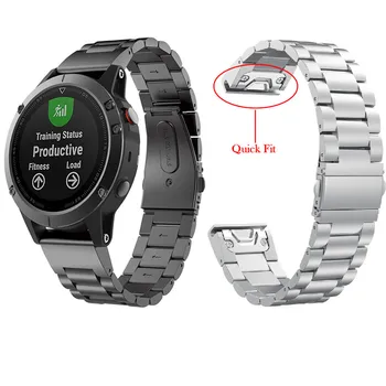 

22mm Watch Band For Garmin Fenix 5 Metal Stainless Steel Chain Watch Wrist Strap For Garmin Fenix 5/Approach S60/Forerunner 935