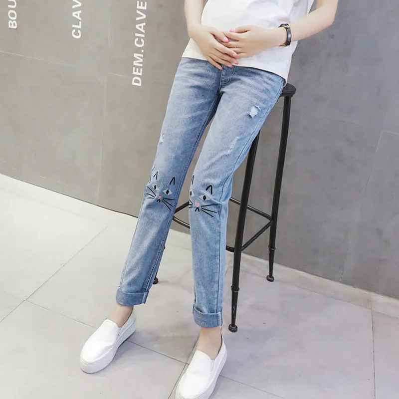 

Maternity Jeans 2019 New Pregnant Woman Loose Pencil Pants Maternity Elastic Waist Denim Trousers Pregnancy Clothes Ropa Premama