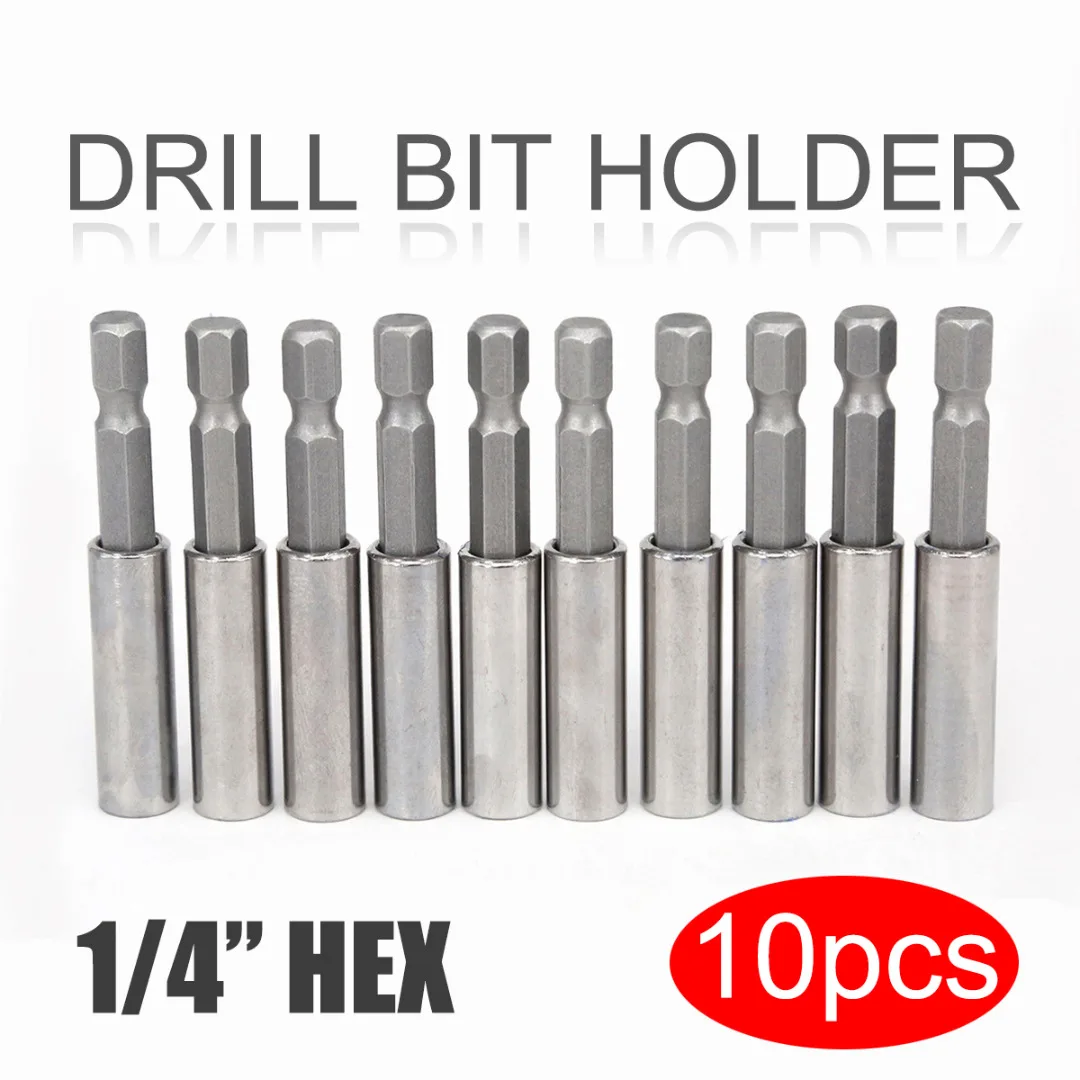 10pcs/set Hex Shank Extension Socket Drill Bit Holder 1/4" Hex Power Tools 60mm