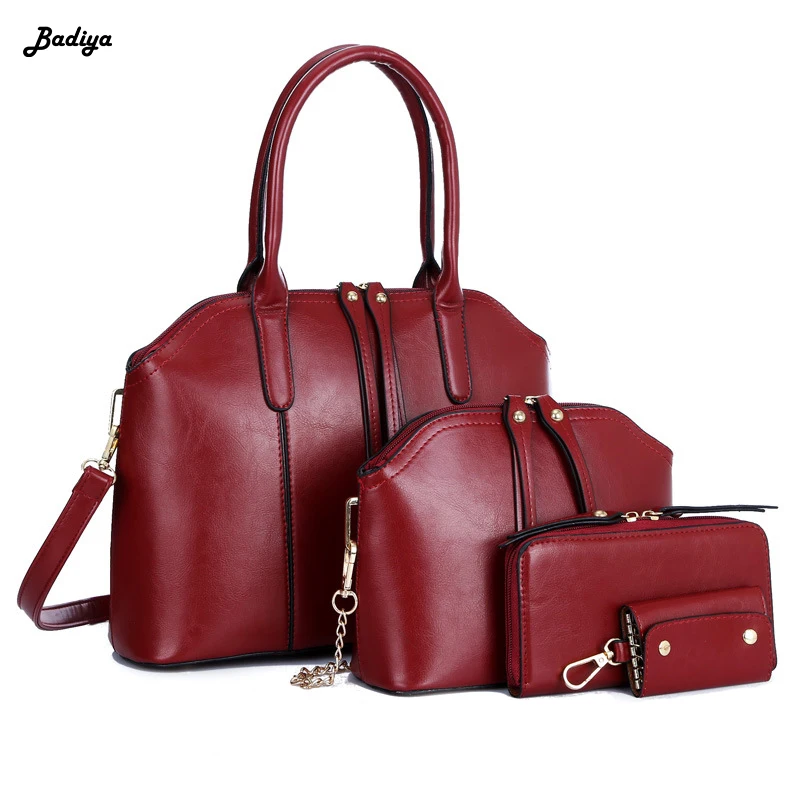 

4Pcs/Sets Women Handbags PU Leather Shoulder Bags Female Large Capacity Casual Tote Bag Bucket Purses And Handbags Sac Femme