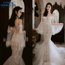 Сексуальное иллюзионное свадебное платье русалки с открытой спиной кружевные тюлевые Свадебные платья платье Vestige De Noiva Часовня Поезд