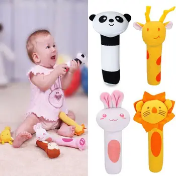 

2019 Newest Cute Soft Sound Animal Handbells Hand Bell plush Doll Squeeze Rattle For Newborn Baby Boy Girl Toy Gifts