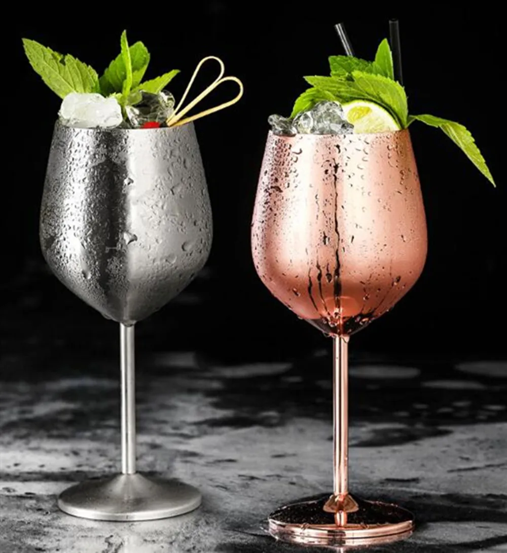 

520ml Stainless Steel Wine Glass Goblets Juice Drink Champagne Goblet Cocktail Glasses Whiskey Cup Party Barware Kitchen Tools