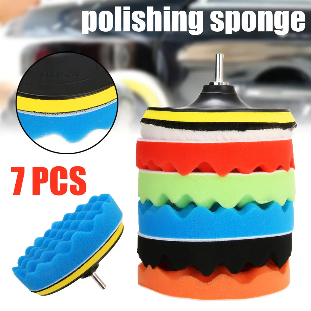 

For Car Washing 7pcs/set 3/5/6/7 Inch Buffing Pad Auto Car Polishing Wheel Kit Buffer With Backer Pad Mayitr