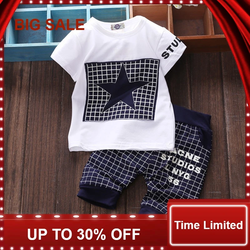 

Baby boy clothes 2018 summer kids clothes sets t-shirt+ shorts clothing set Star Printed Clothes newborn suits