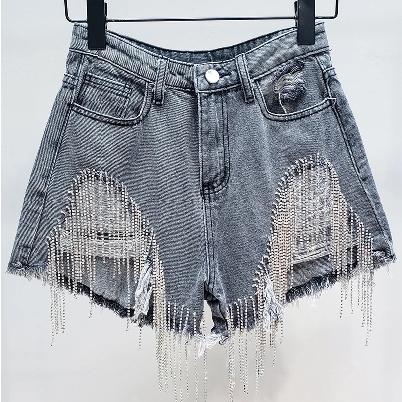 

Z-ZOUX Women Short Drill Tassel Hole Sexy Jeans Shorts High Waist Womens Denim Shorts Fashion Loose Women's Short Summer 2019