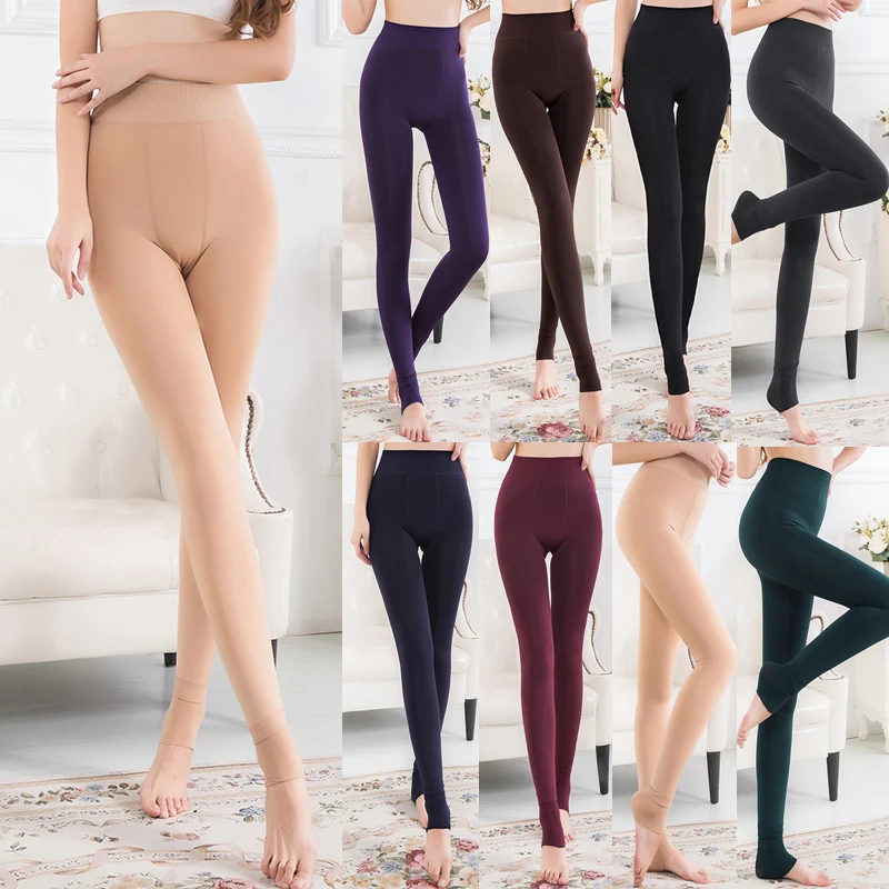 

Women fleece lined leggings High Waist Thicken Faux Velvet Leggings Pants Slim Solid Warm Pants Winter thermo leggins woman
