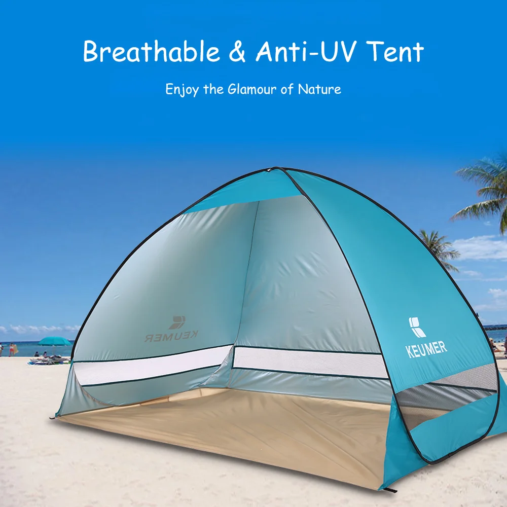 

KEUMER Automatic Beach Tent 2 Persons Camping Tent UV Protection Shelter Outdoor Tent Instant Pop-up Summer Tent 200*120*130cm