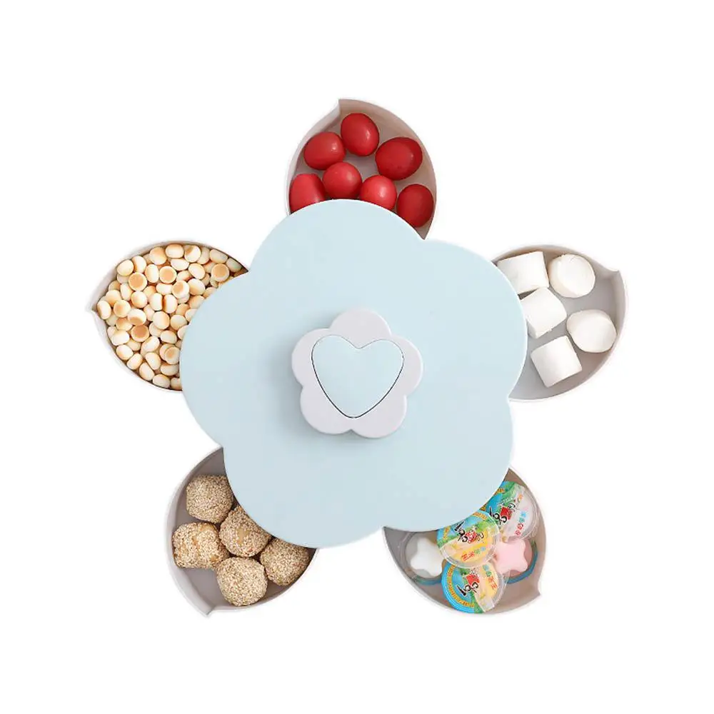 

Flower shape Candy Box Home Snacks Nuts cookies Box Creative Rotary Switch Plate Folding Portable Organizer Sorage box