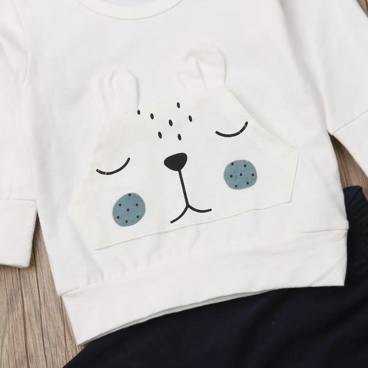 Модные теплые зимние топы с медведем для маленьких мальчиков и девочек, футболка и штаны, комплект одежды