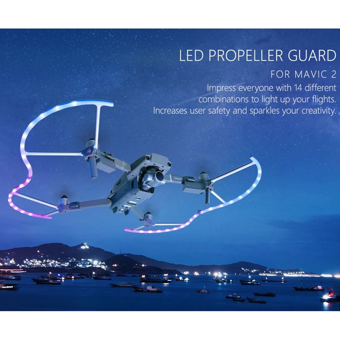 

PGYTECH New 2in 1 14 Style Colors LED Lights Lamp Anticollision Guard Ring Paddle Protective Cover for DJI Mavic 2 Pro/ 2 zoom