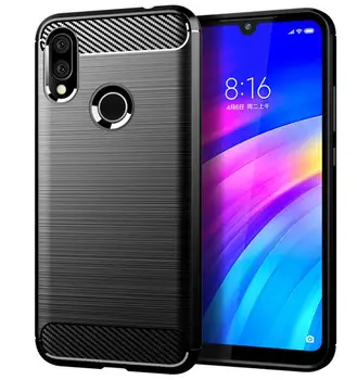 

50pcs/lot free shipping Carbon Fiber Silicone TPU Back Case For Xiaomi Redmi Note 7 Note 7Pro Redmi GO Redmi 7