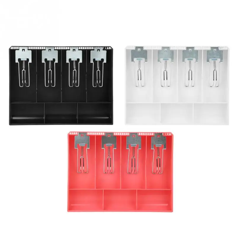 

Cash Drawer Register Insert Tray Replacement Cashier Four Box with Metal Clip