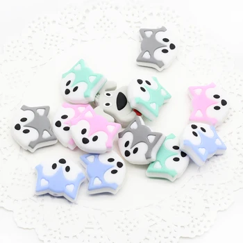 

100PC Dog Animal Silicone Beads Baby silicone teether BPA Free Chew Pacifier Clips Chain Accessories Food Grade