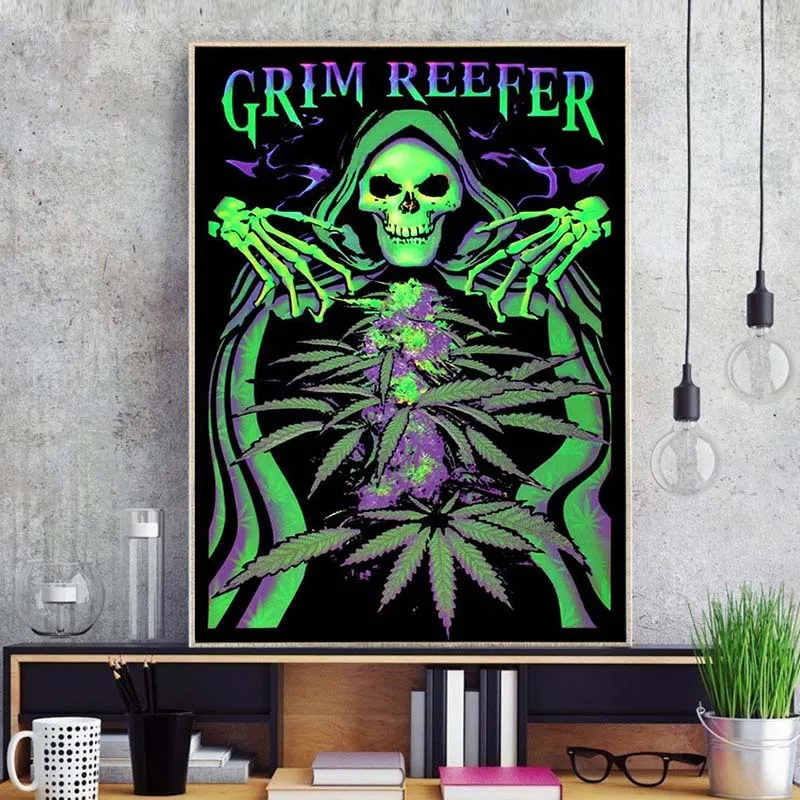 Grim refer Blacklight Ретро Шелковый постер к фильму принт настенный Рисунок, для бара, для кафе галерея Украшение стен интерьер