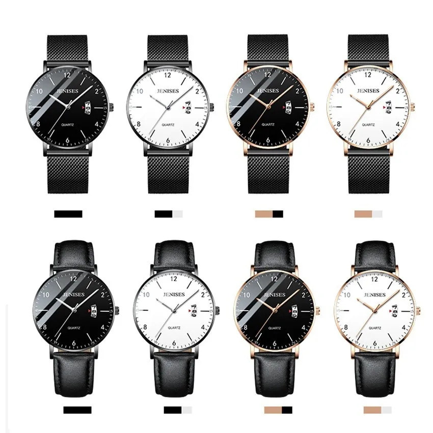 Jenises, мужские часы, Лидирующий бренд, роскошные, мужские кварцевые часы, спортивные, повседневные, наручные, тонкие, стальные, сетчатые, водонепроницаемые часы, мужские часы