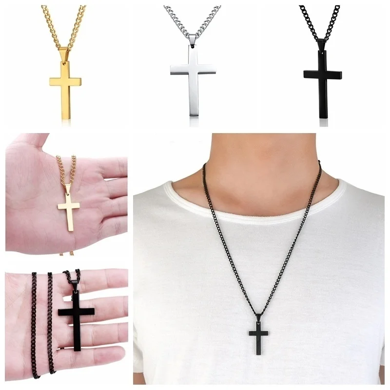 

Fashion Stainless Steel Cross Pendants Necklace Long Chain Crucifix Jesus Chain Necklace for Women Men Jewelry Christmas Gift