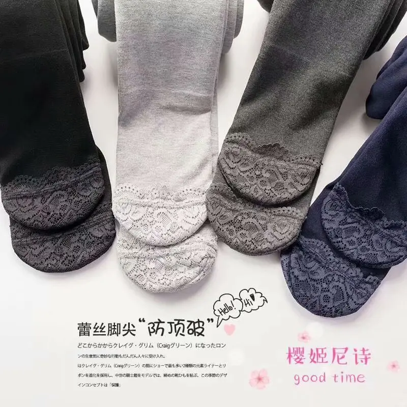 

2018 Winter Lace Toe Cotton Mori Girl Thick Warm Opaque Tights