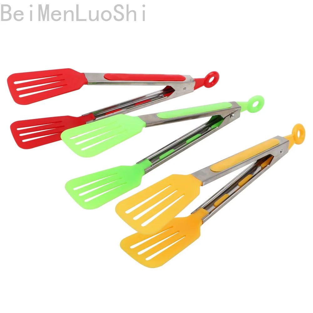 

Salad Serving BBQ Tongs Non-Stick Kitchen Tongs Silicone Pizza Steak Clip Stainless Steel Handle Utensil Grilling Bbq Tools
