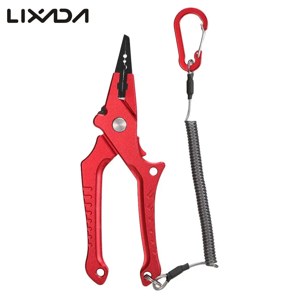 

Aluminum Alloy Fishing Plier with Lock Block Elastic Lanyard Protective Sheath Lightweight Portable Fishing Tools