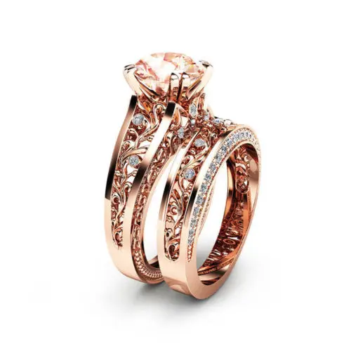 

18K Rose Gold Plated Gemstone Ring Set Jewellery Valentine Women Size 6-10