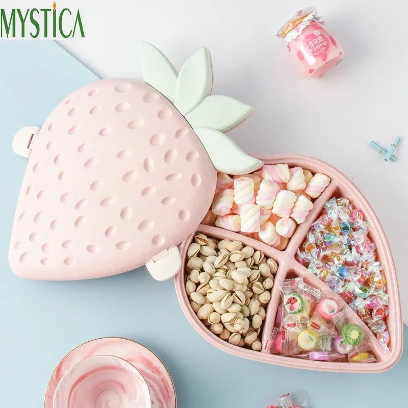 

Fruit-Shape Candy Storage Box Creative Plastic Holder With Cover Partition Food Organizer Box Case Snack Nut Melon Storage Tray