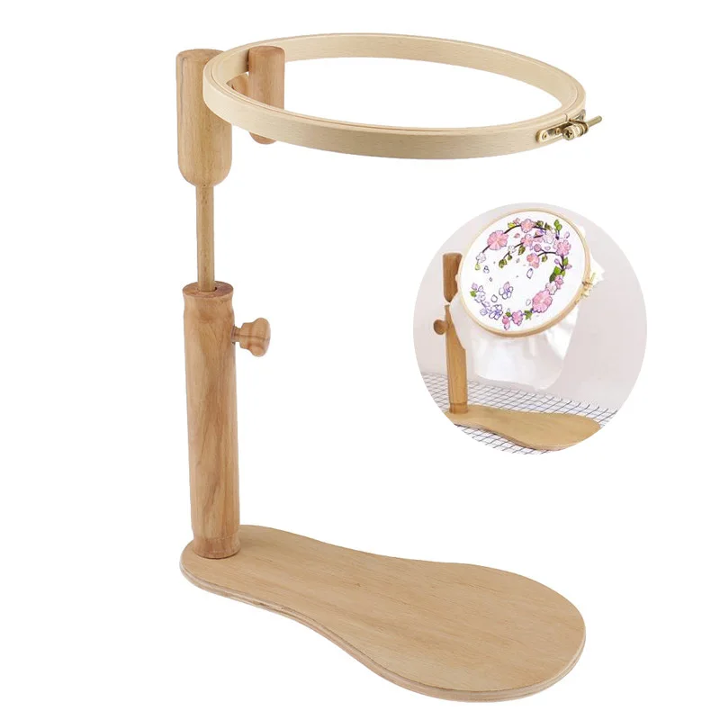 

ABGC 24Cm Stand Embroidery Hoop Wood Embroidery Cross Stitch Hoop Set Adjustable Desktop Frames Cross Stitch Embroidery Frame