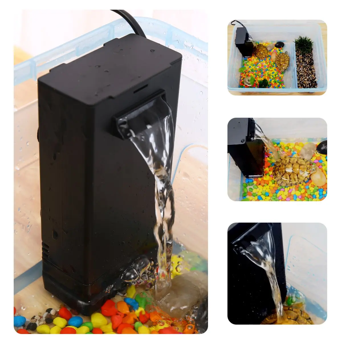 Low Water Level Aquarium Tank Filter 3W 220V Turtle Snake Fish Internal Cylinder Circulation