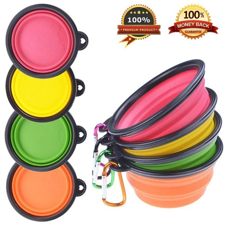 

350ML Folding Silicone Dog Bowl Outfit Portable Travel Bowl For Dog Feeder Utensils Small Mudium Dog Bowls Pet Accessories