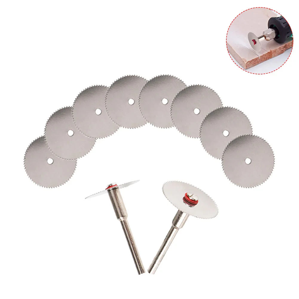 

10 pcs Mini Circular Saw Blade Rotary Disc and Mandrel Tool HSS For Dremel Metal Cutter Power Tool Set Wood Cutting Discs Drill